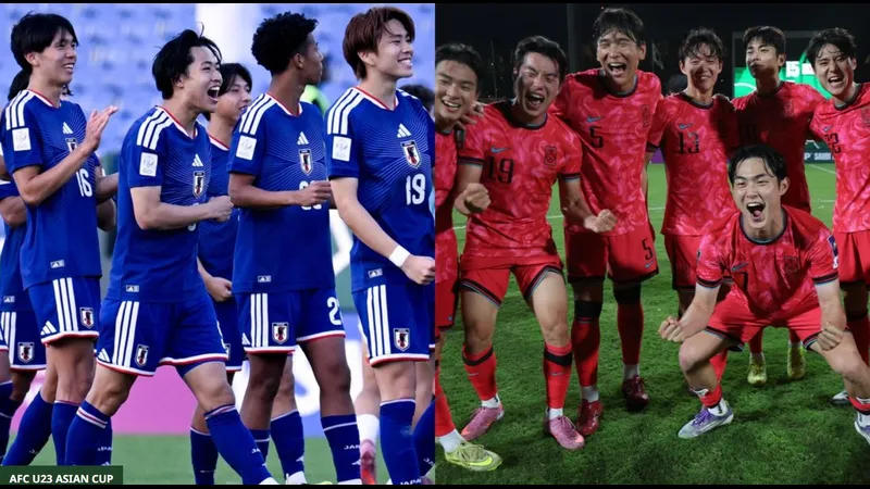 Cầu thủ U23 Nhật Bản tung cú sút mạnh vào khung thành đối phương